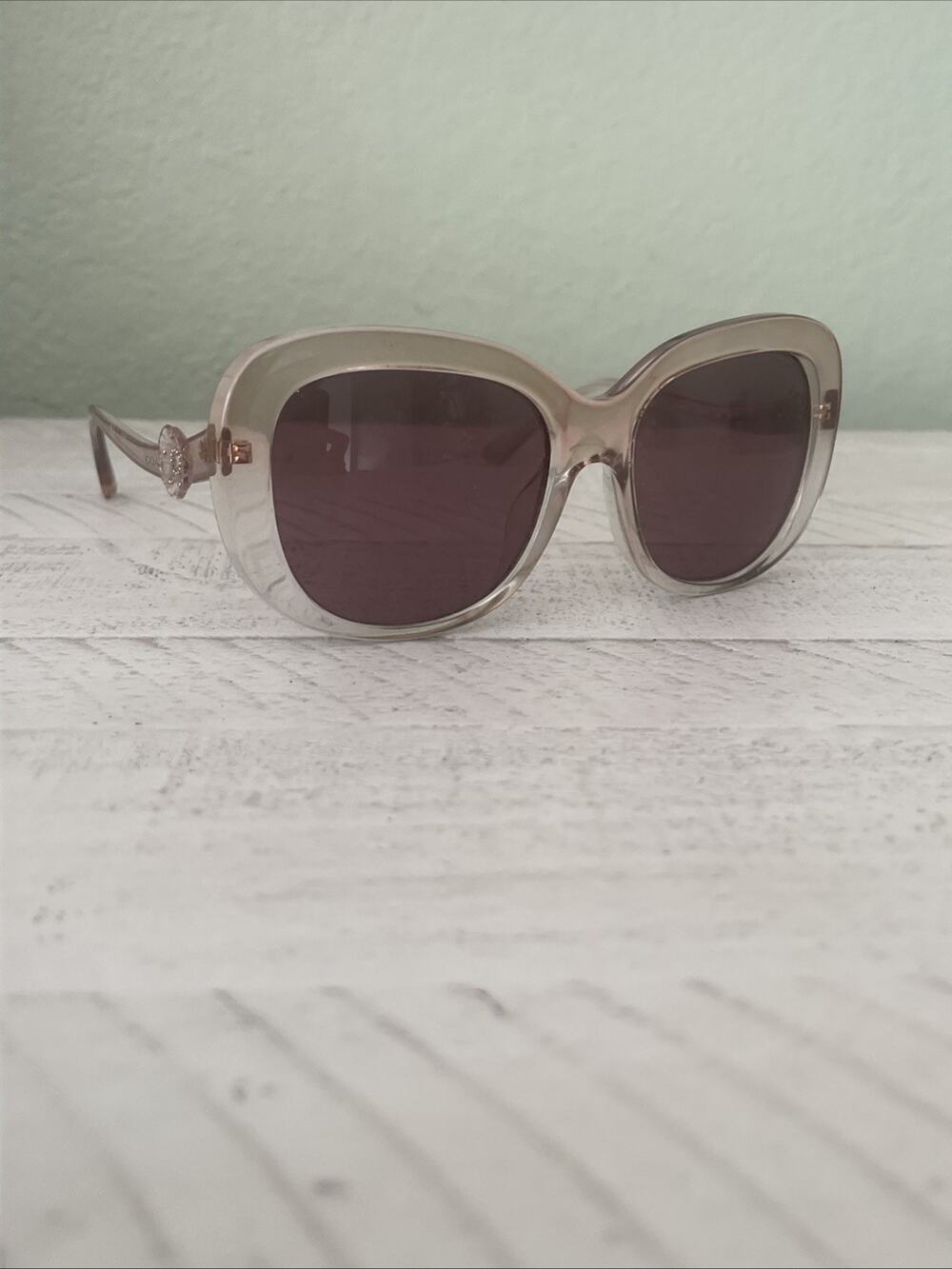 Coach Transparent Beige Acetate Sunglasses with Brown Lenses
